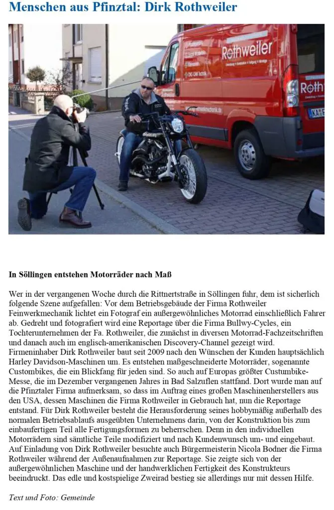 Zeitungsausschnitt "Menschen aus Pfinztal: Dirk Rothweiler"