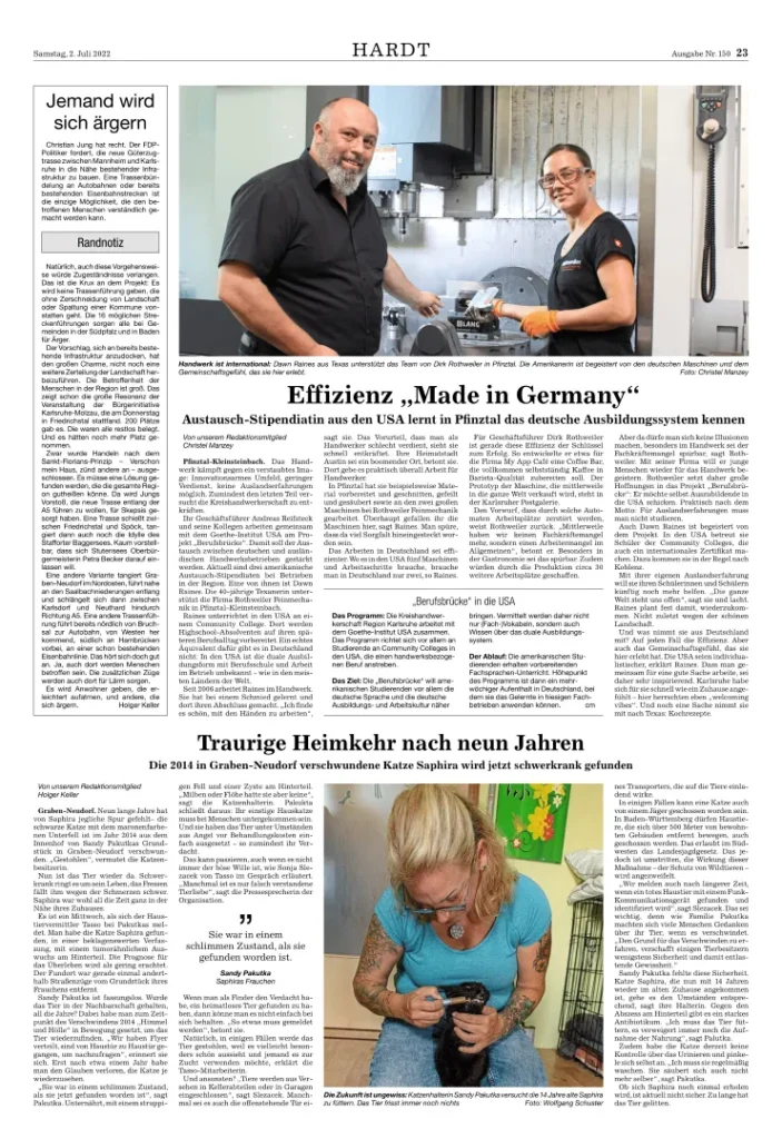 Zeitungsausschnitt:Effizienz „Made in Germany“